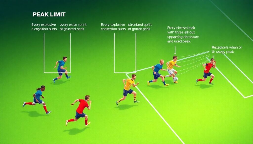 График пиковых нагрузок футболистов в матчах и их связь с темпом - иллюстрация